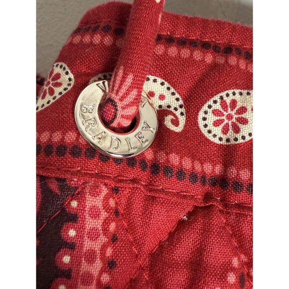 Vera Bradley Backpack Womens Red Pink Paisley Quilted Cotton Drawstring Bag - Picture 4 of 7